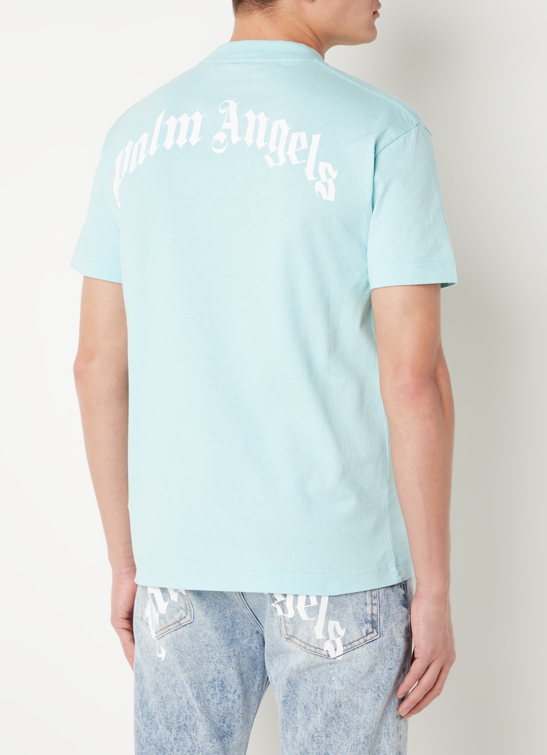 Palm Angels Bear T-shirt met front-en backprint - achterkant 3 turquoise