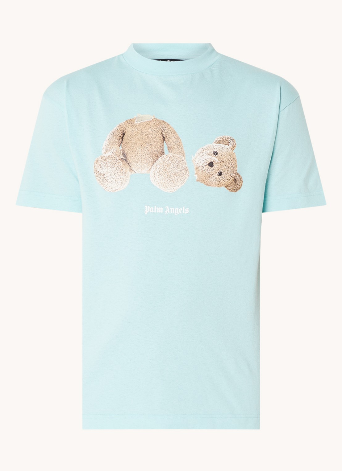 Palm Angels Bear T-shirt met front-en backprint - voorkant 4 turquoise