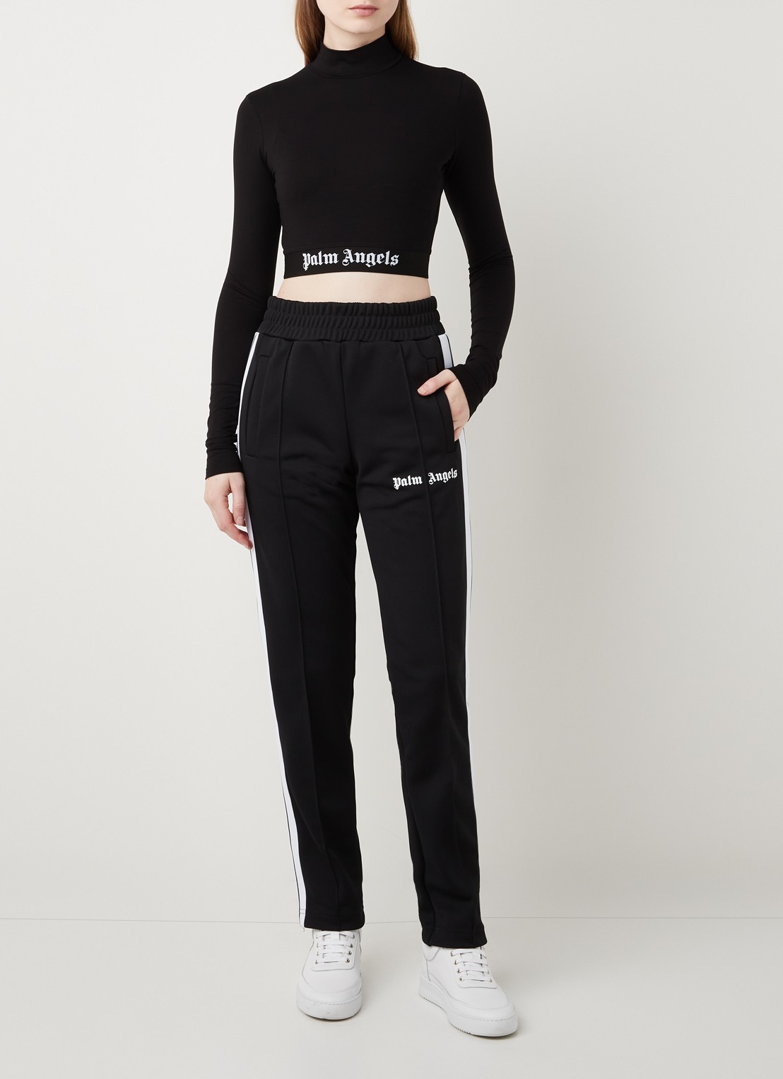 Palm Angels Crop top met logoband - voorkant 3 zwart