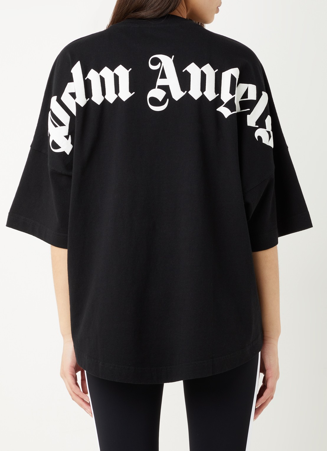Palm Angels Oversized T-shirt met logo- en backprint - detail 4 zwart