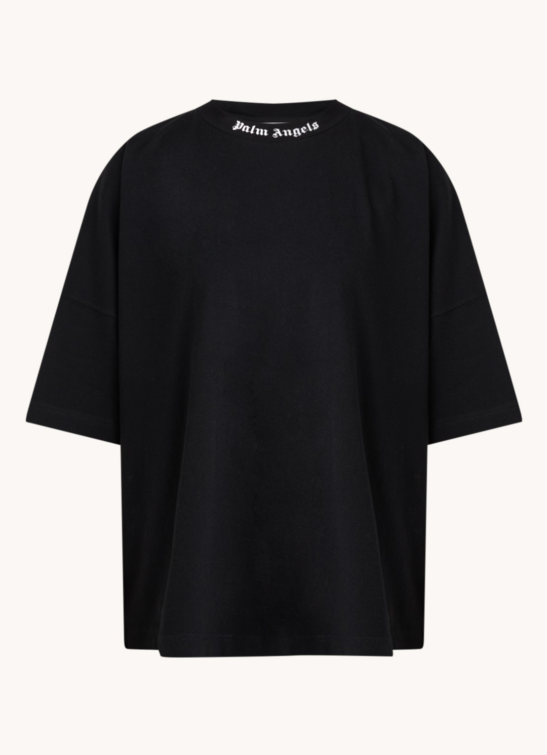 Palm Angels Oversized T-shirt met logo- en backprint - voorkant 2 zwart