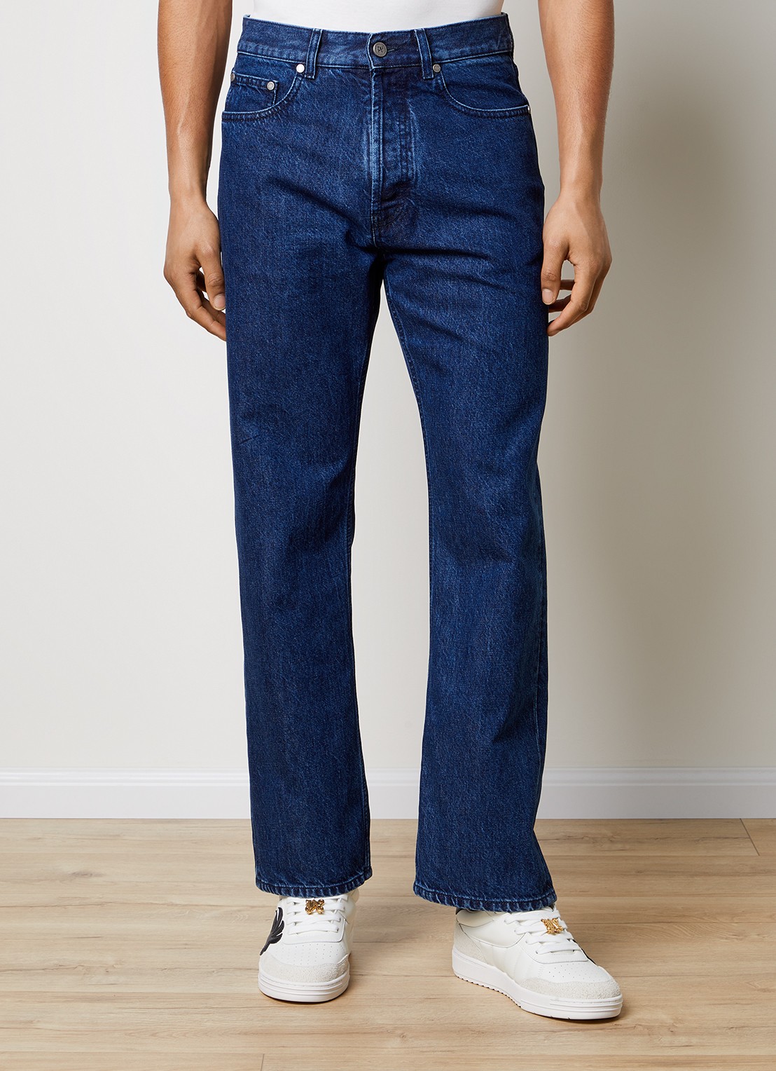 Palm Angels Straight leg jeans met donkere wassing - detail 3 indigo