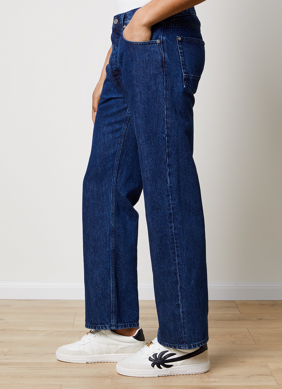 Palm Angels Straight leg jeans met donkere wassing - detail 4 indigo