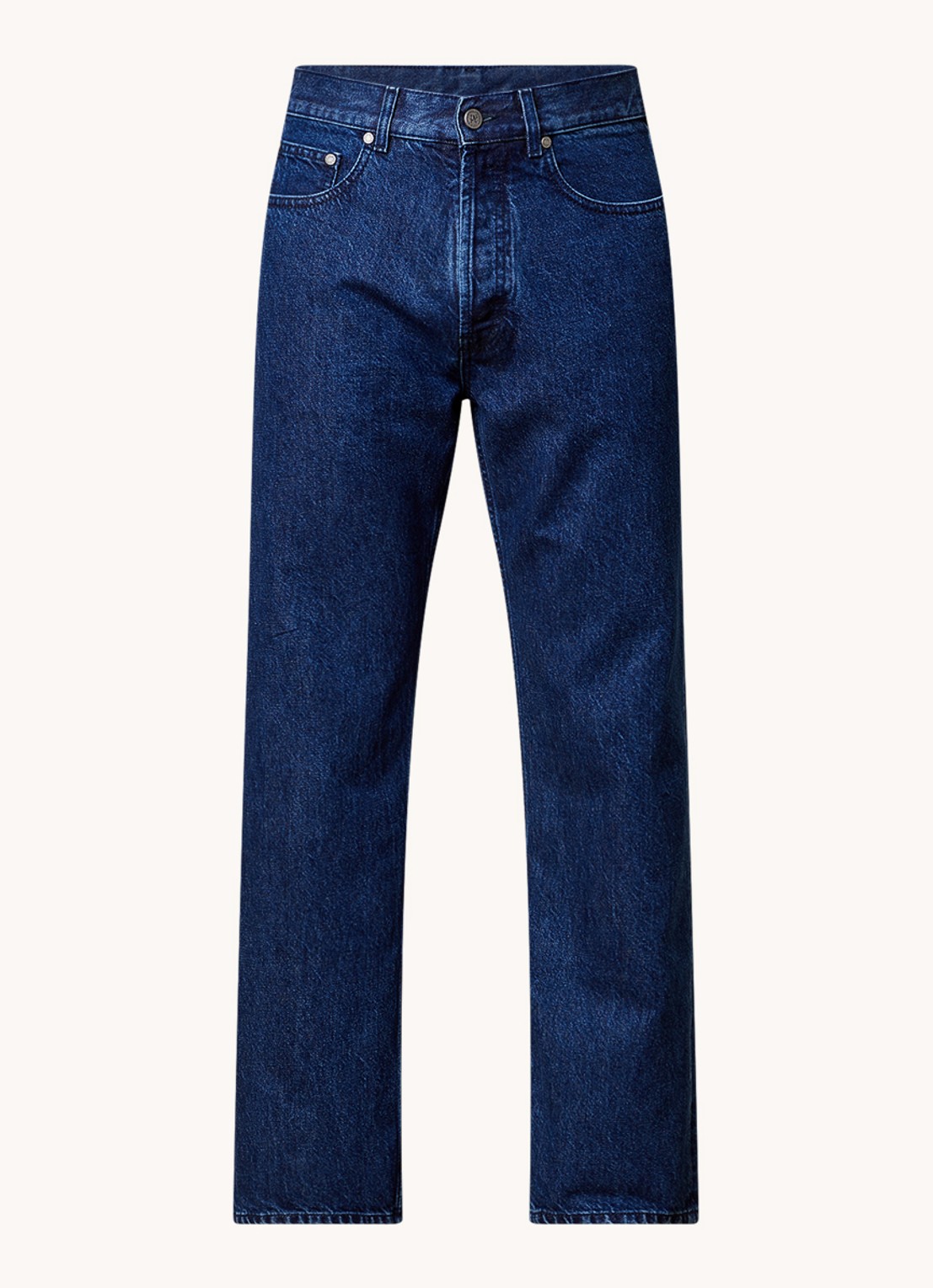 Palm Angels Straight leg jeans met donkere wassing - voorkant indigo