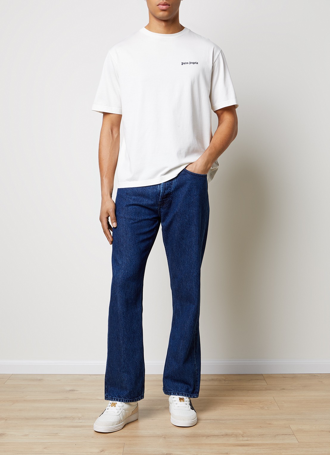 Palm Angels Straight leg jeans met donkere wassing - voorkant 2 indigo