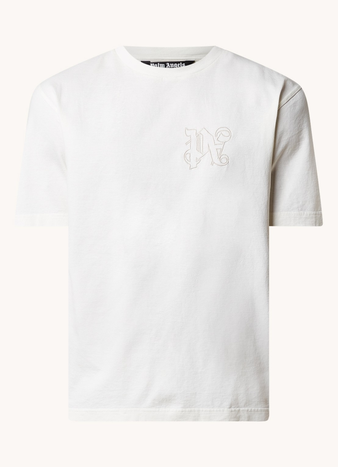 Palm Angels T-shirt met logoborduring - voorkant gebroken wit