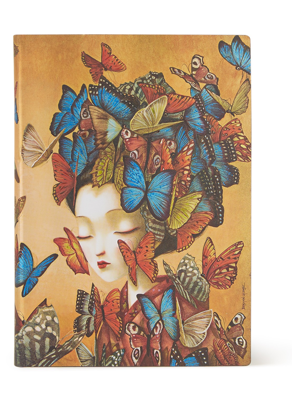 Paperblanks Flexis Midi Madam Butterfly notitieboek 18 x 13 cm - voorkant donkeroranje