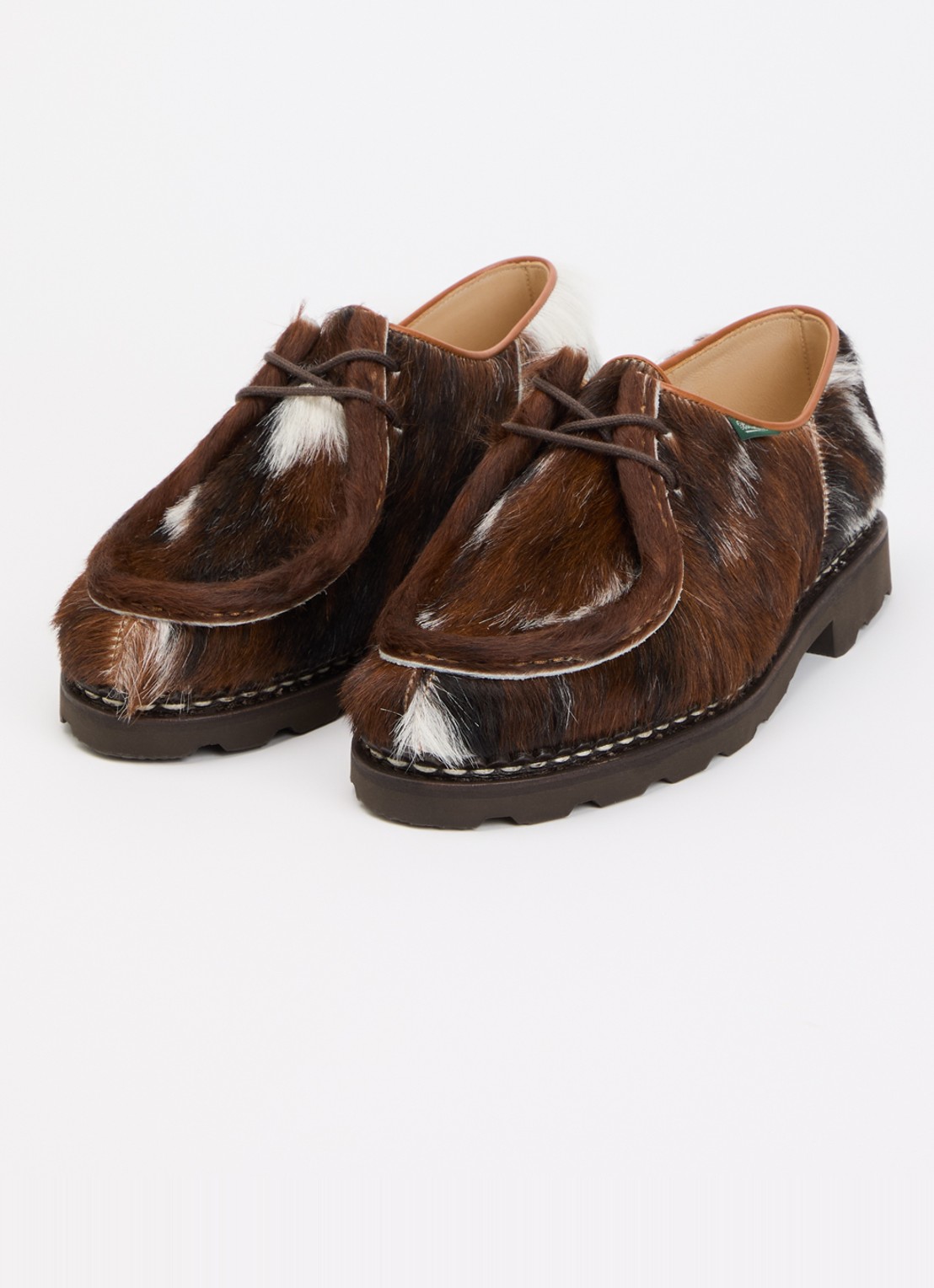 Paraboot Micheal veterschoen van leer met ponyhair - detail 2 roodbruin
