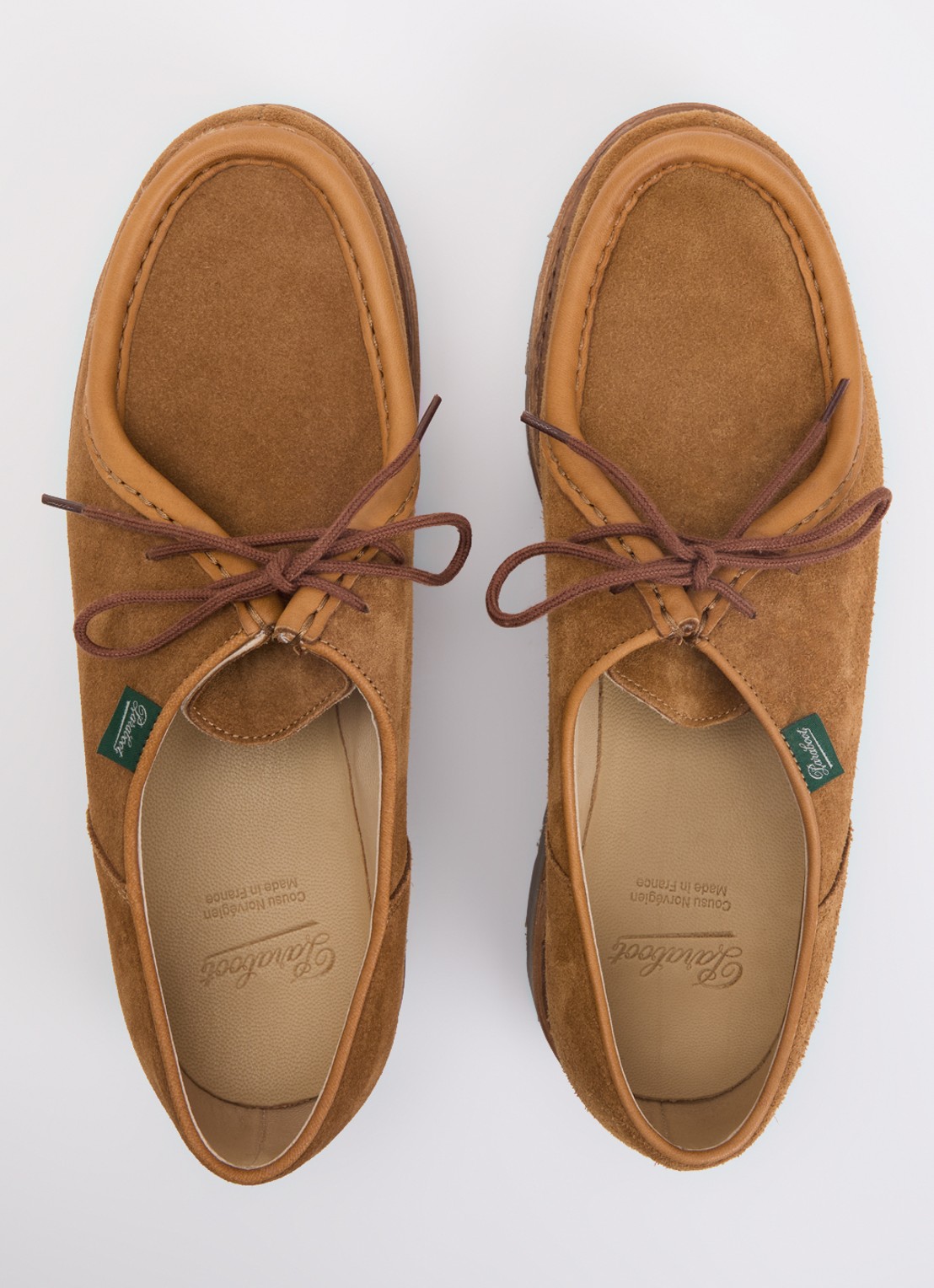 Paraboot Micka veterschoen van suède - detail 2 camel