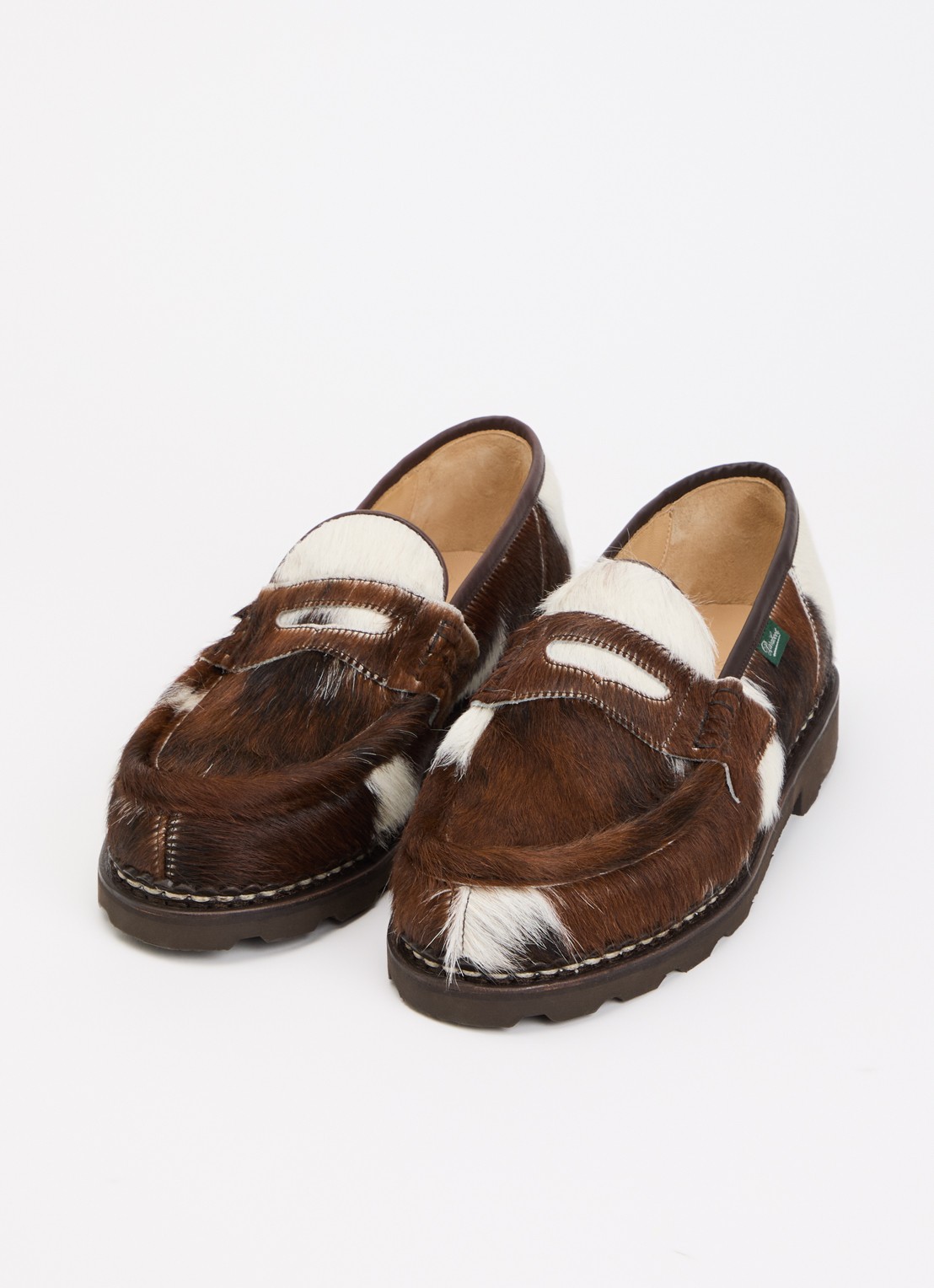 Paraboot Reims loafer van leer met ponyhair - detail 3 roodbruin