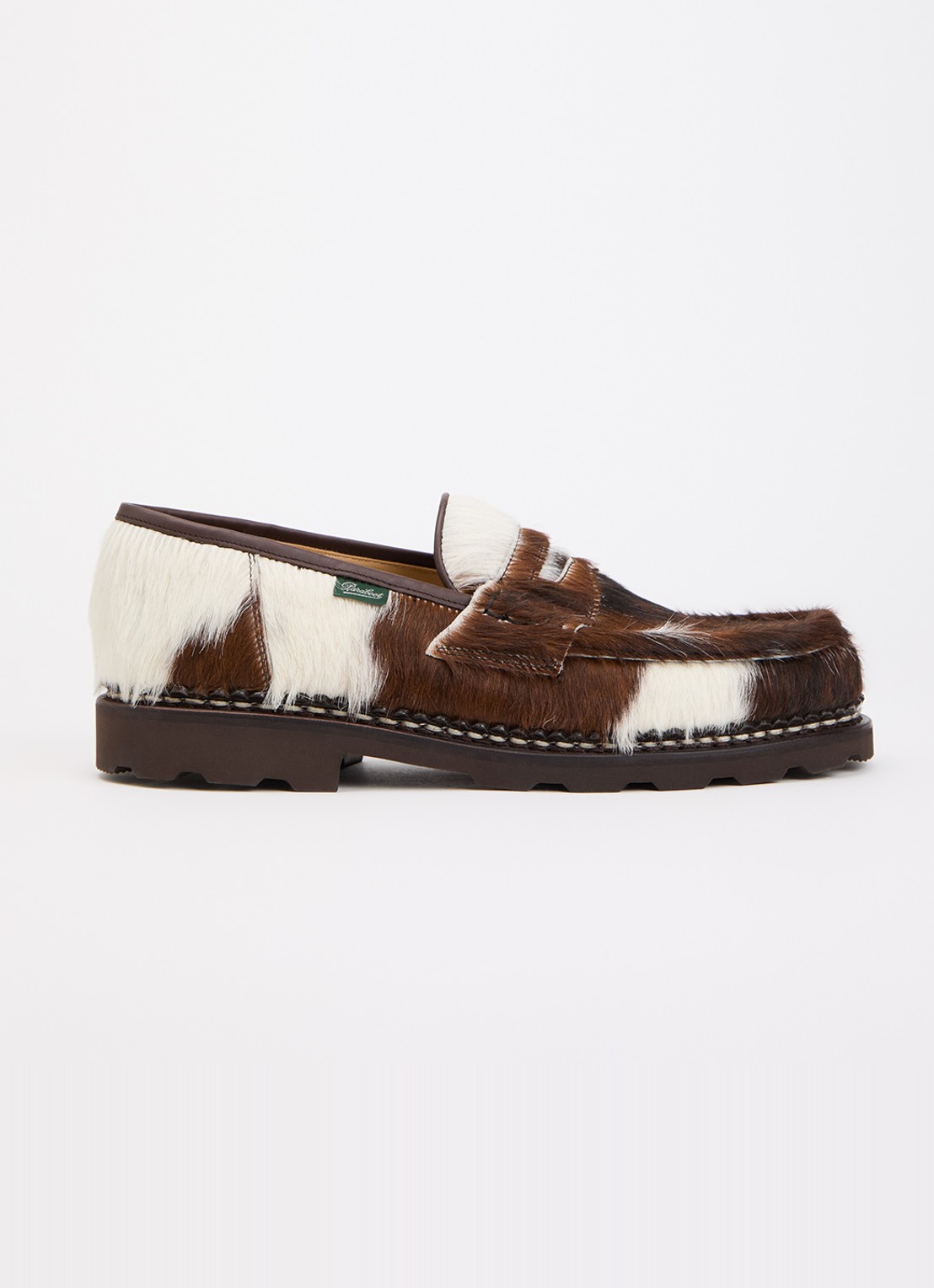 Paraboot Reims loafer van leer met ponyhair - voorkant roodbruin