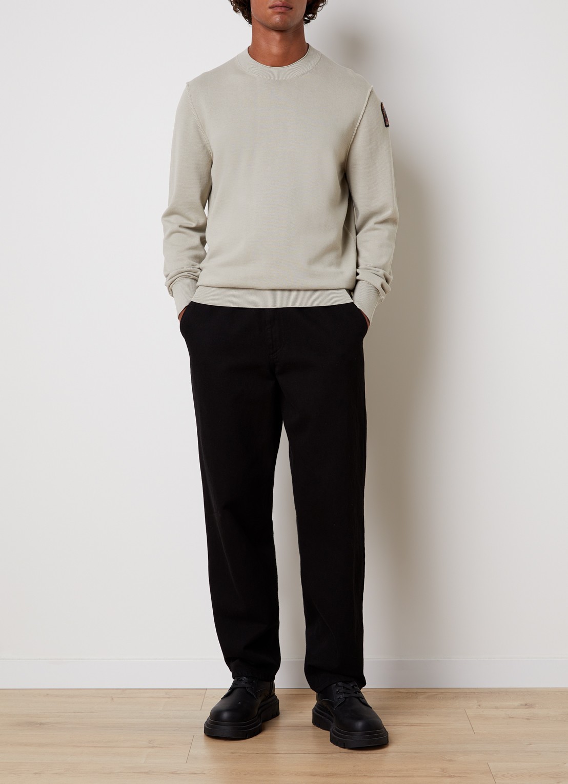Parajumpers Braw fijngebreide pullover met logo - voorkant 4 beige
