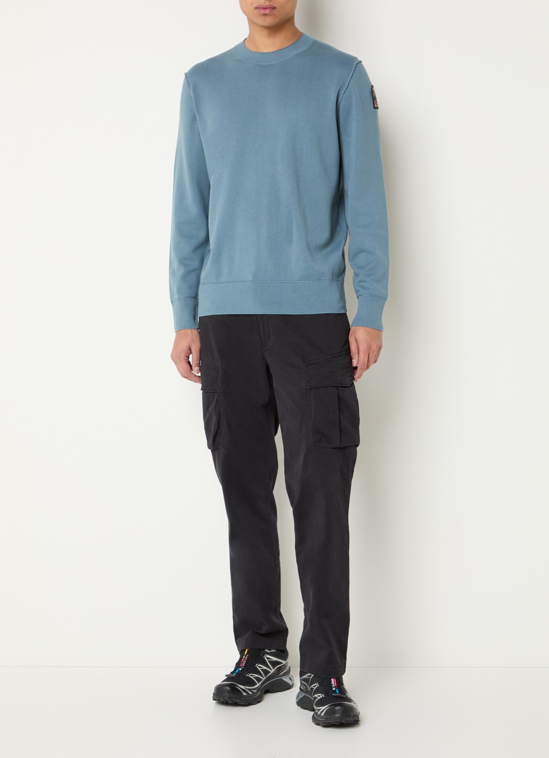Parajumpers Braw sweater met logo - voorkant 2 staalblauw
