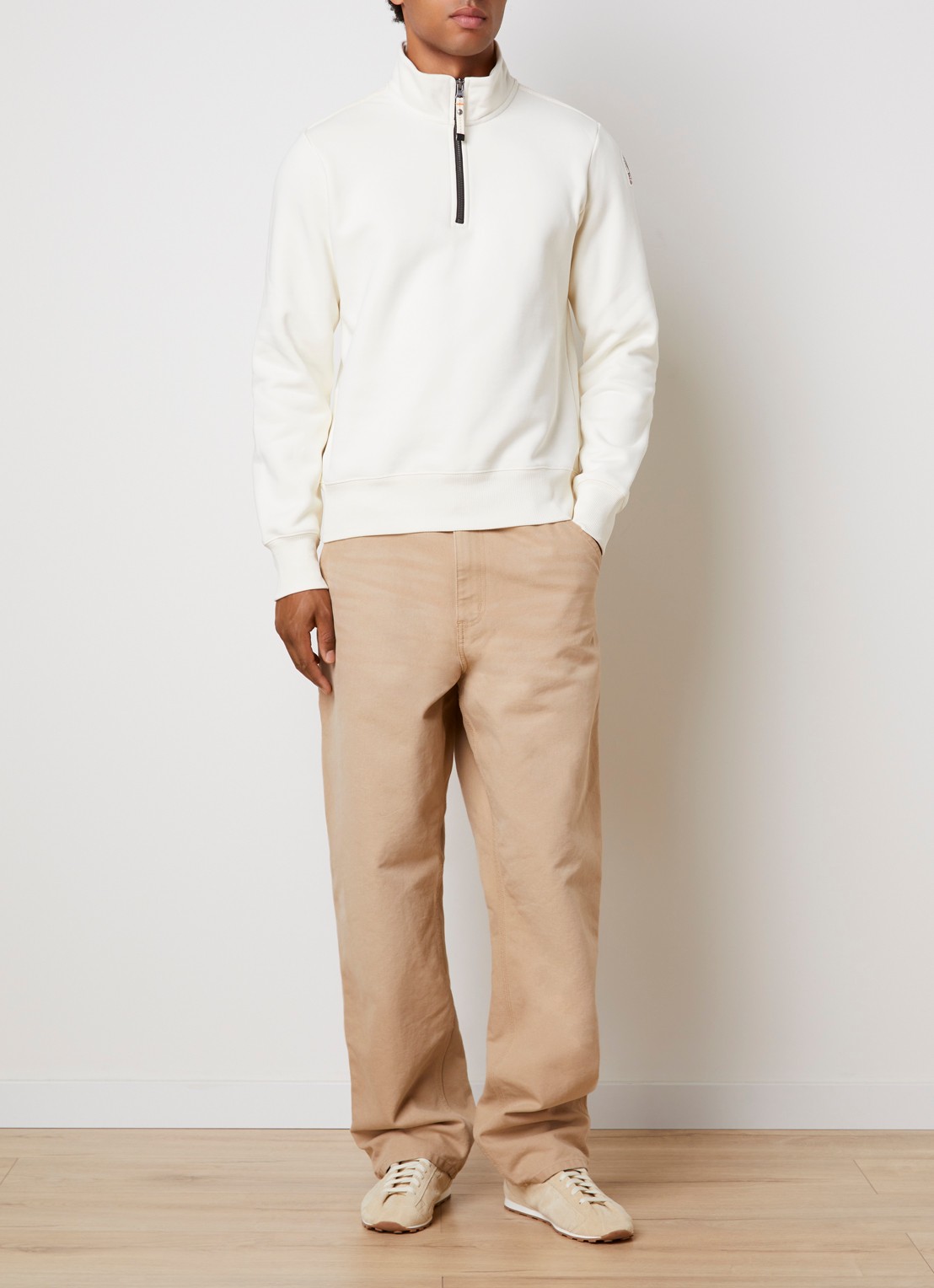 Parajumpers Broad sweater met halve rits - voorkant 2 creme