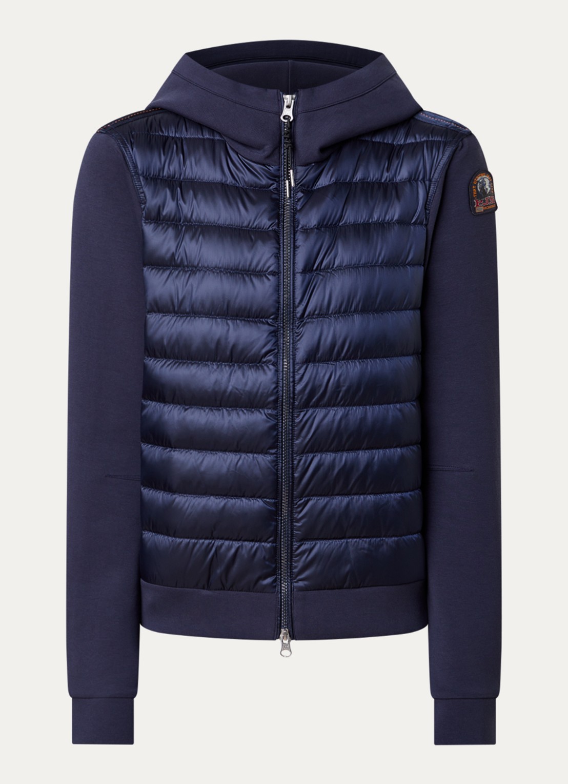 Parajumpers Caeli puffer jack met donsvulling en ritszakken - voorkant indigo