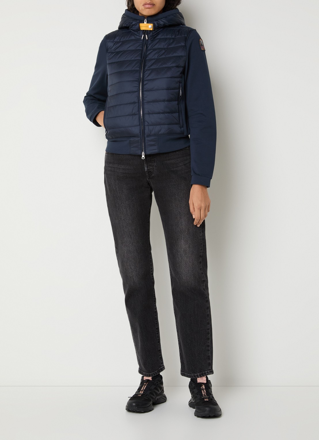 Parajumpers Caelie gewatteerd jack met capuchon - voorkant 2 donkerblauw