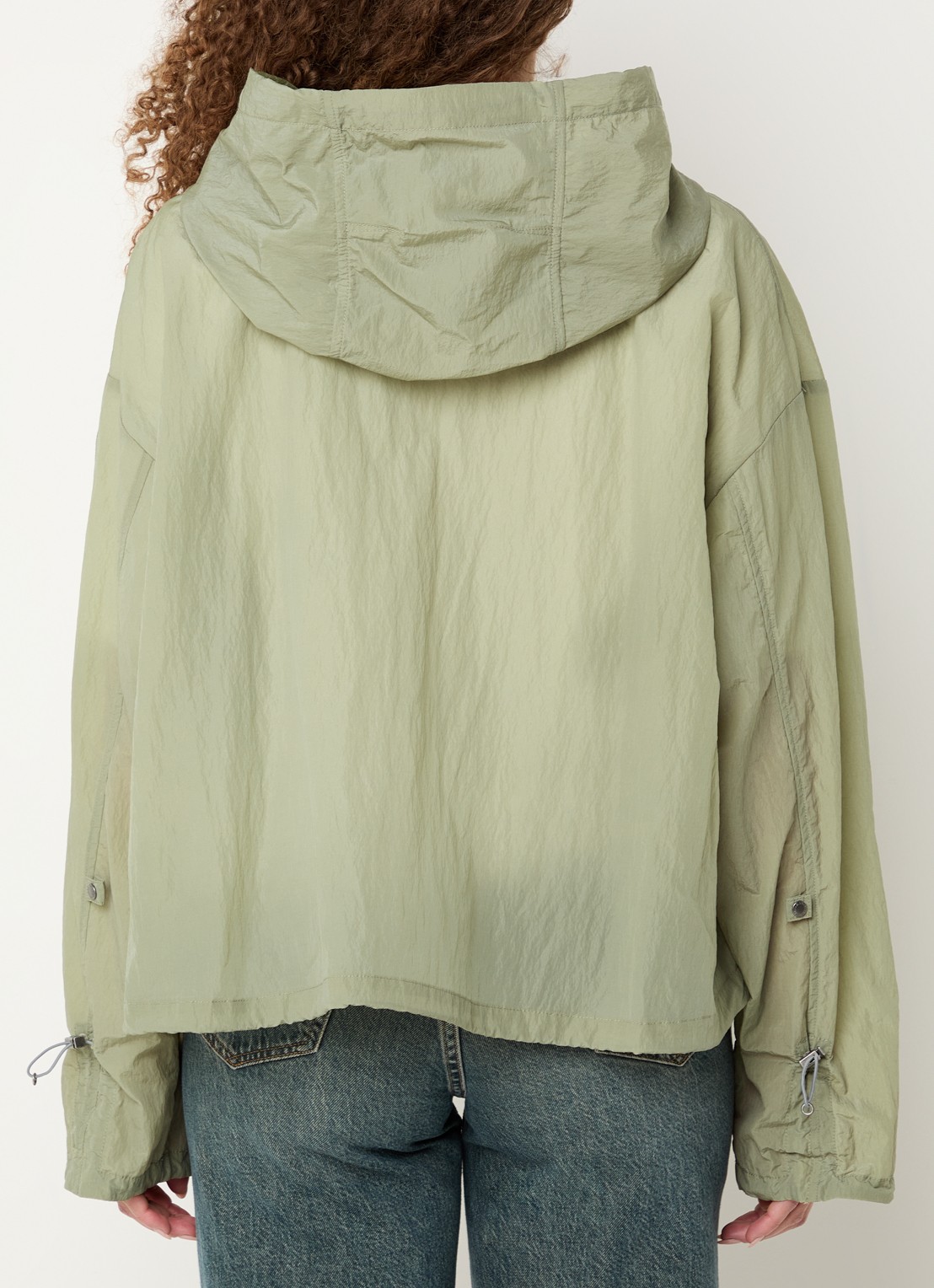 Parajumpers Eka  windjack met logoborduring en capuchon - achterkant 4 lindegroen