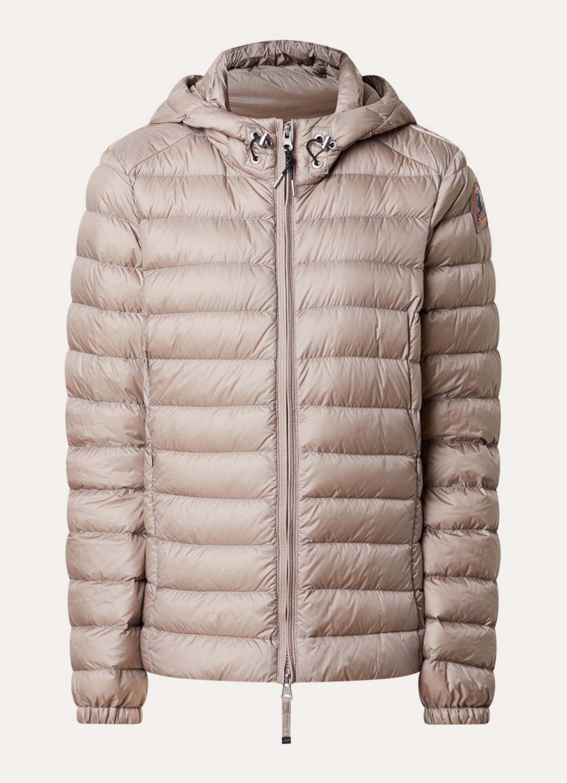 Parajumpers Genie puffer jack met donsvulling en ritszakken - voorkant donkerbeige