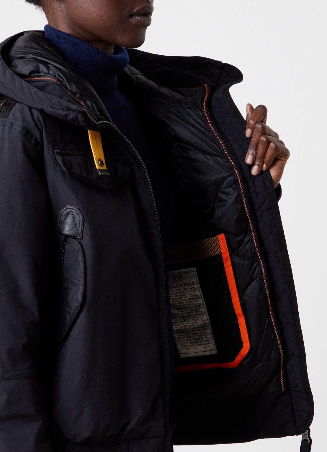 Parajumpers Gobi gewatteerd bomberjack met donsvulling en logo - detail 3 zwart