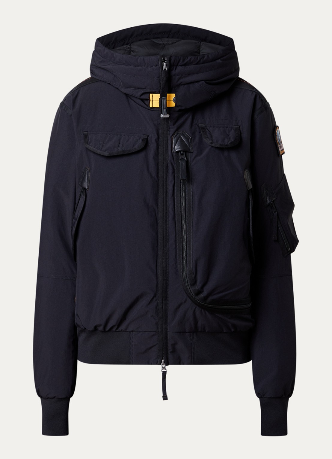 Parajumpers Gobi gewatteerd bomberjack met donsvulling en logo - voorkant 4 zwart