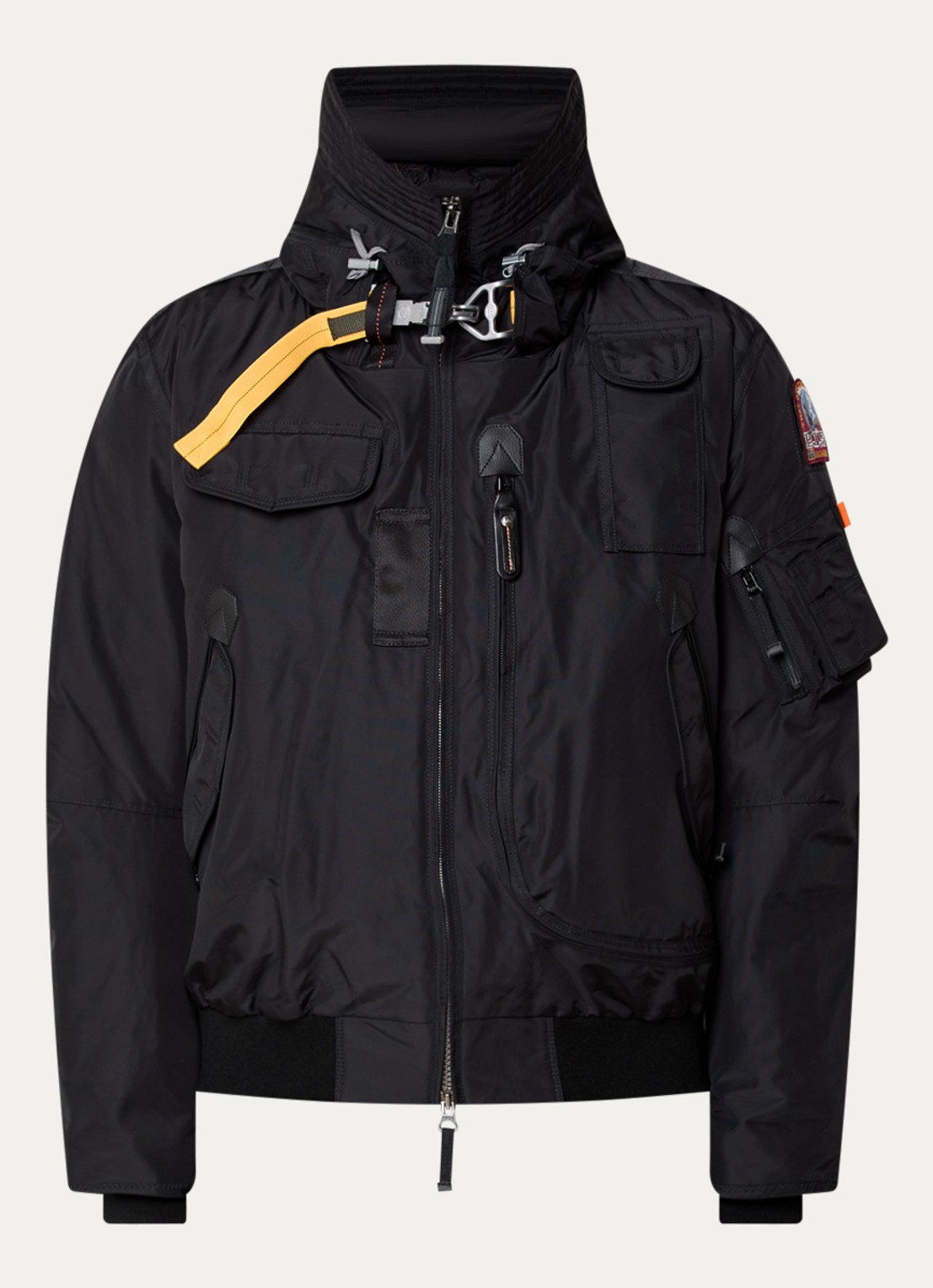 Parajumpers Gobi gewatteerd bomberjack met donsvulling en logoborduring - voorkant 2 zwart