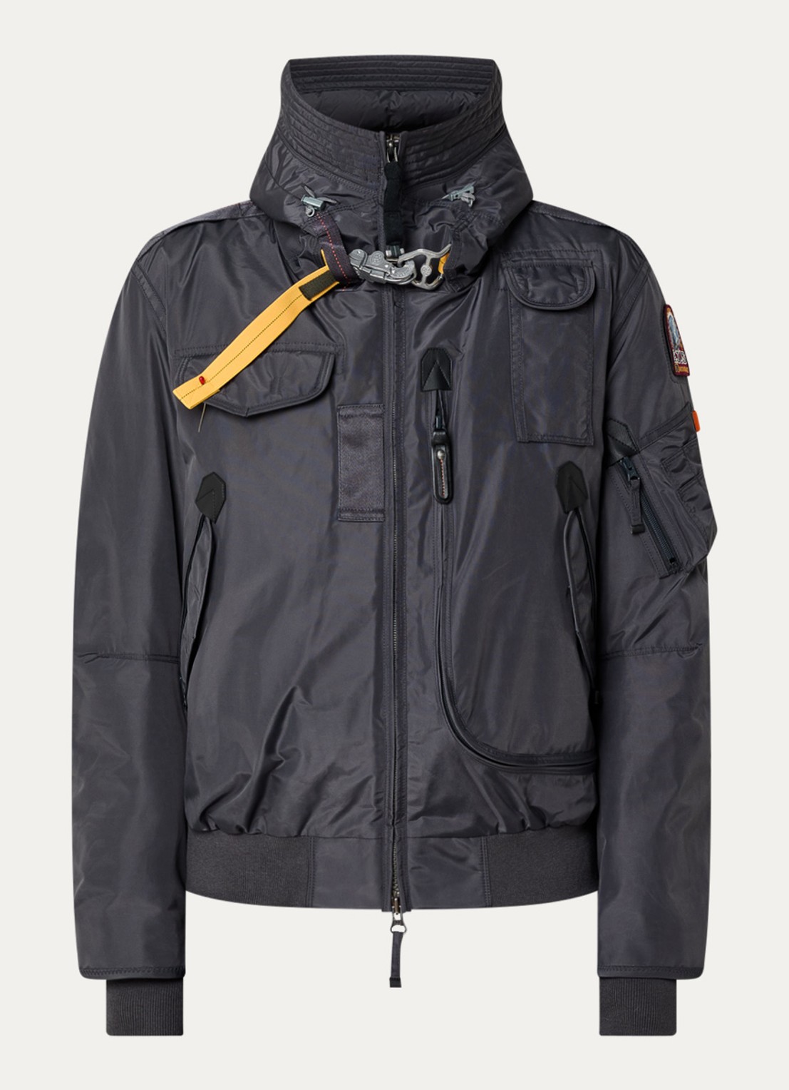 Parajumpers Gobi gewatteerd bomberjack met donsvulling en logoborduring - voorkant donkergrijs