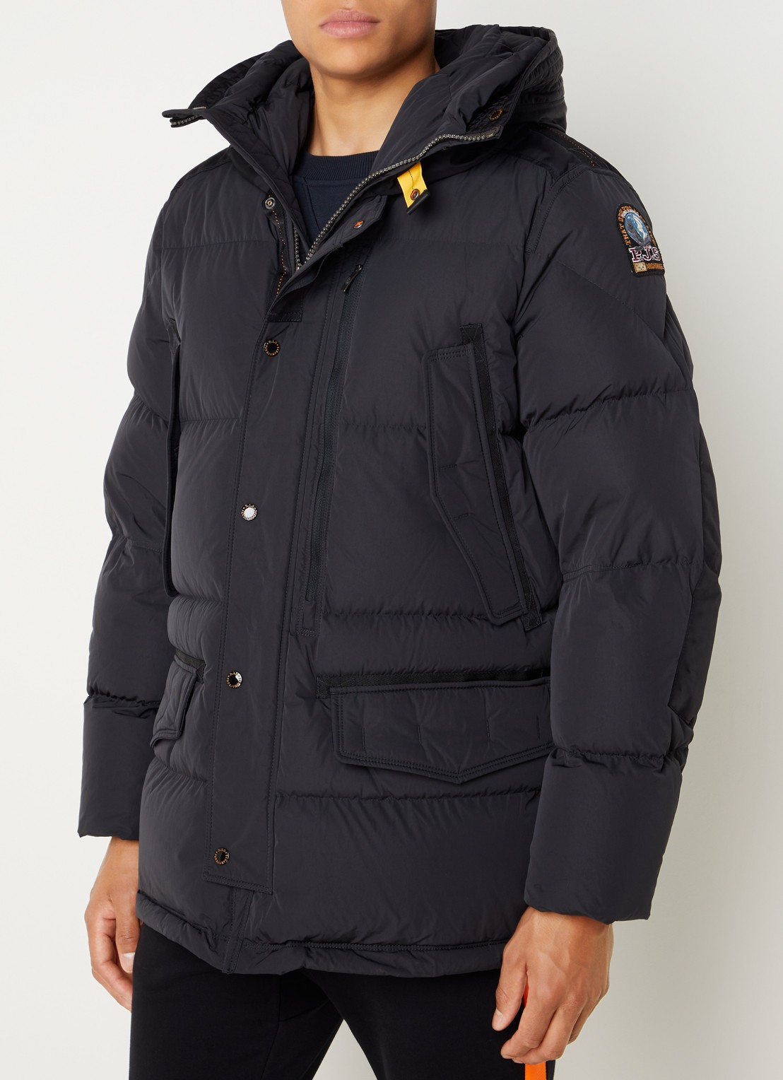 Parajumpers Harraseeket gewatteeerd jack met donsvulling en logo  - detail zwart