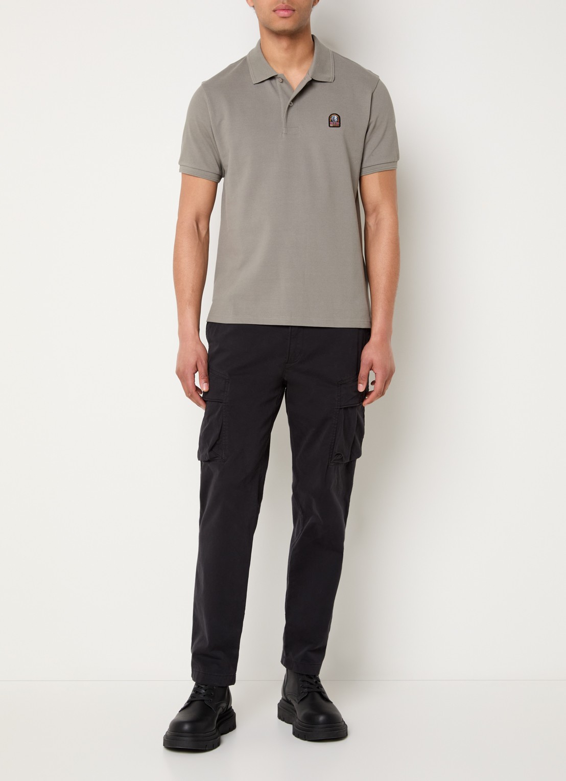 Parajumpers Hobart regular fit polo met logoborduring - voorkant 3 grijs