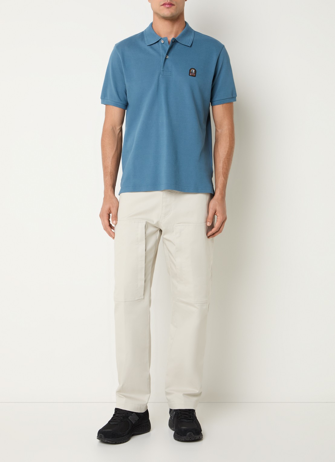 Parajumpers Hobart regular fit polo met logoborduring - voorkant 3 blauw