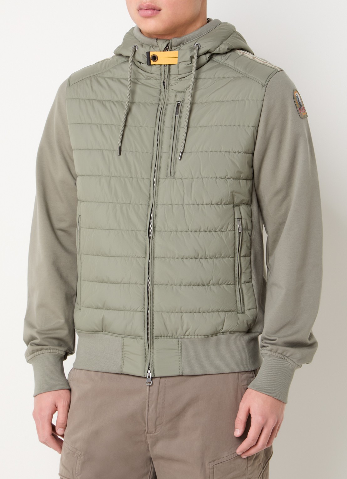 Parajumpers Ivor gewatteerd jack met logoborduring - detail legergroen