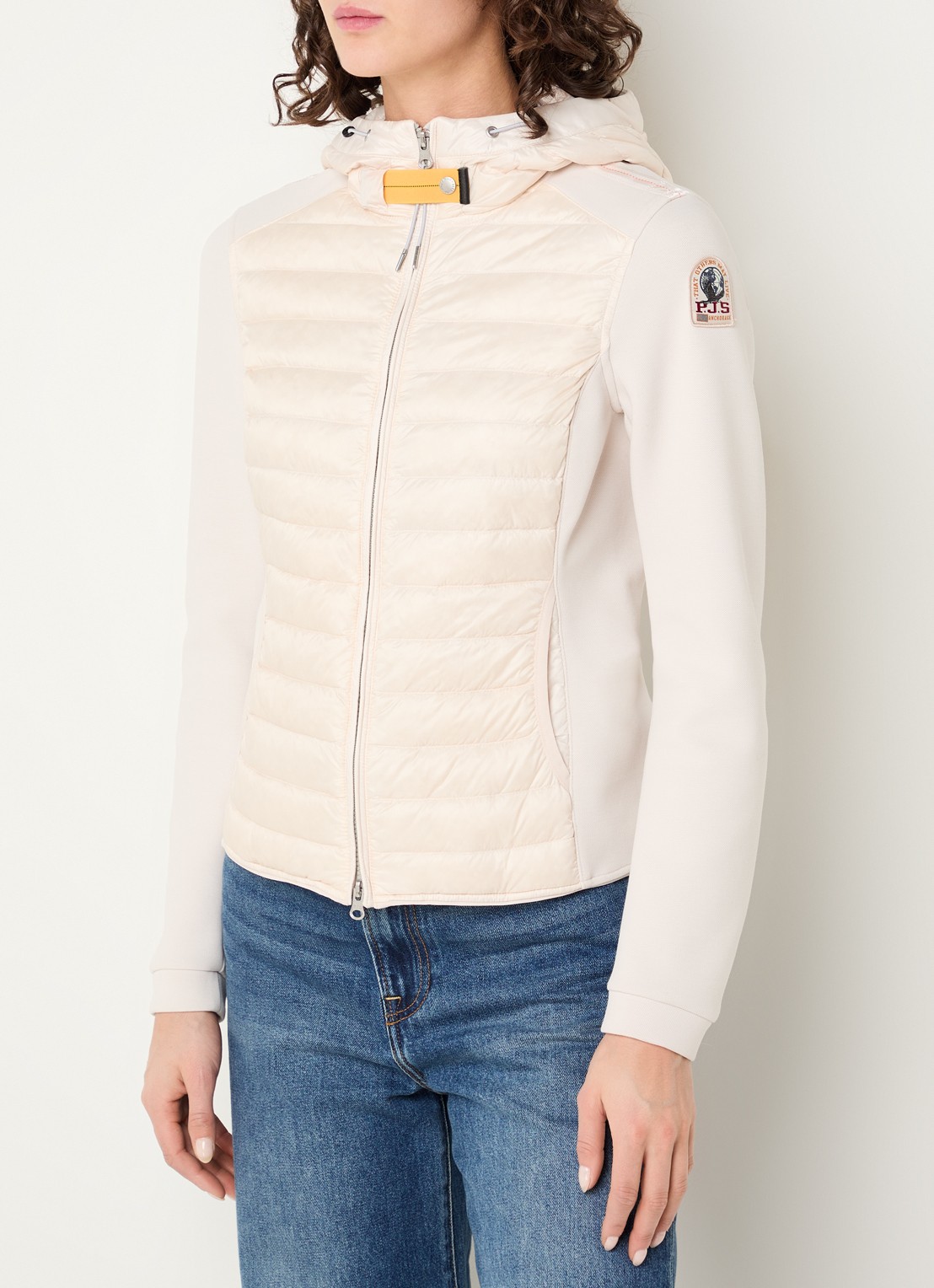 Parajumpers Kym gewatteerde jack met donsvulling en capuchon - detail creme