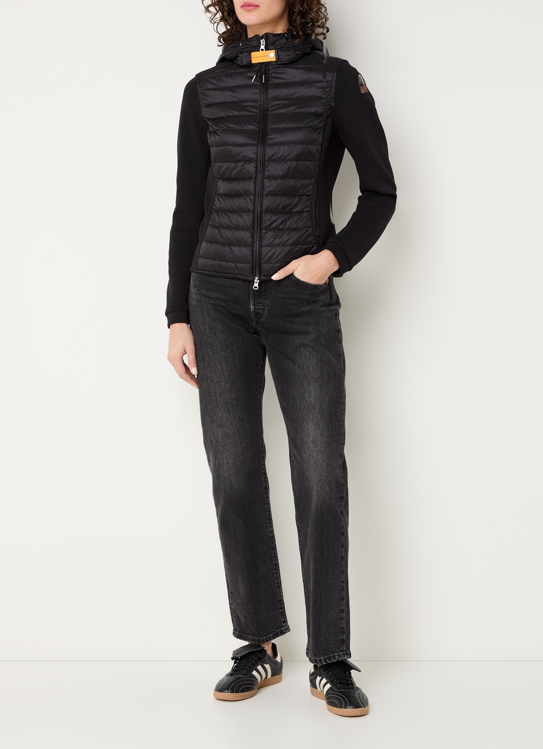 Parajumpers Kym gewatteerde jack met donsvulling en capuchon - voorkant 3 zwart