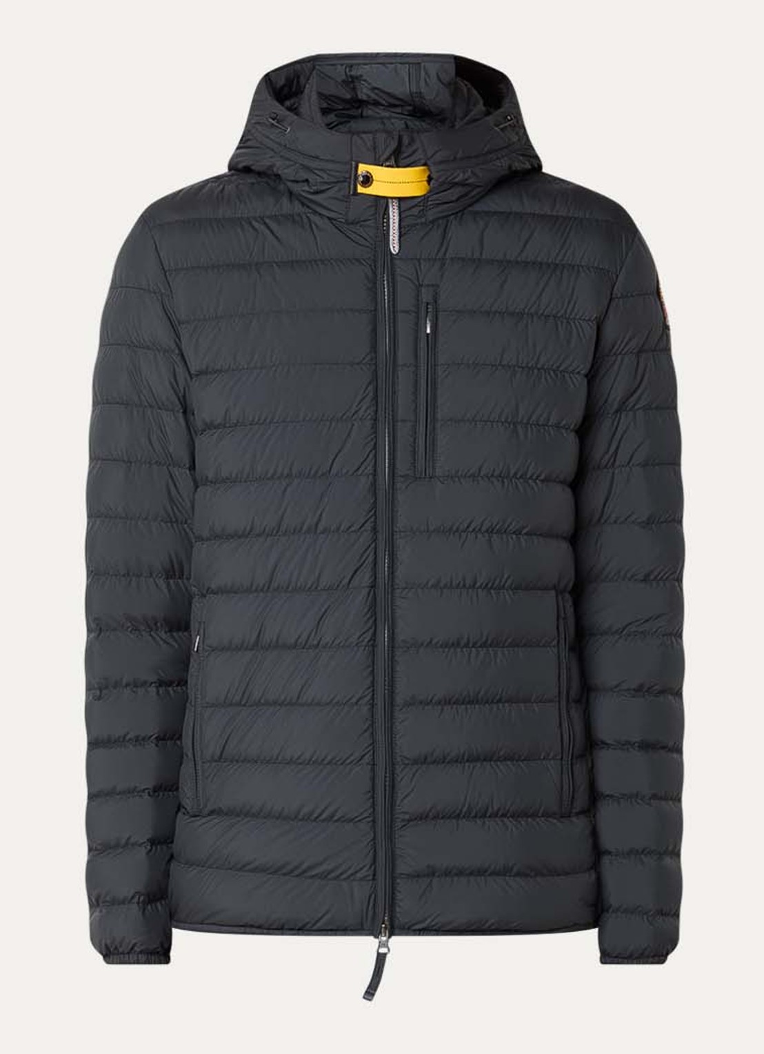 Parajumpers Last Minute gewatteerd jack met donsvulling en capuchon - voorkant zwart