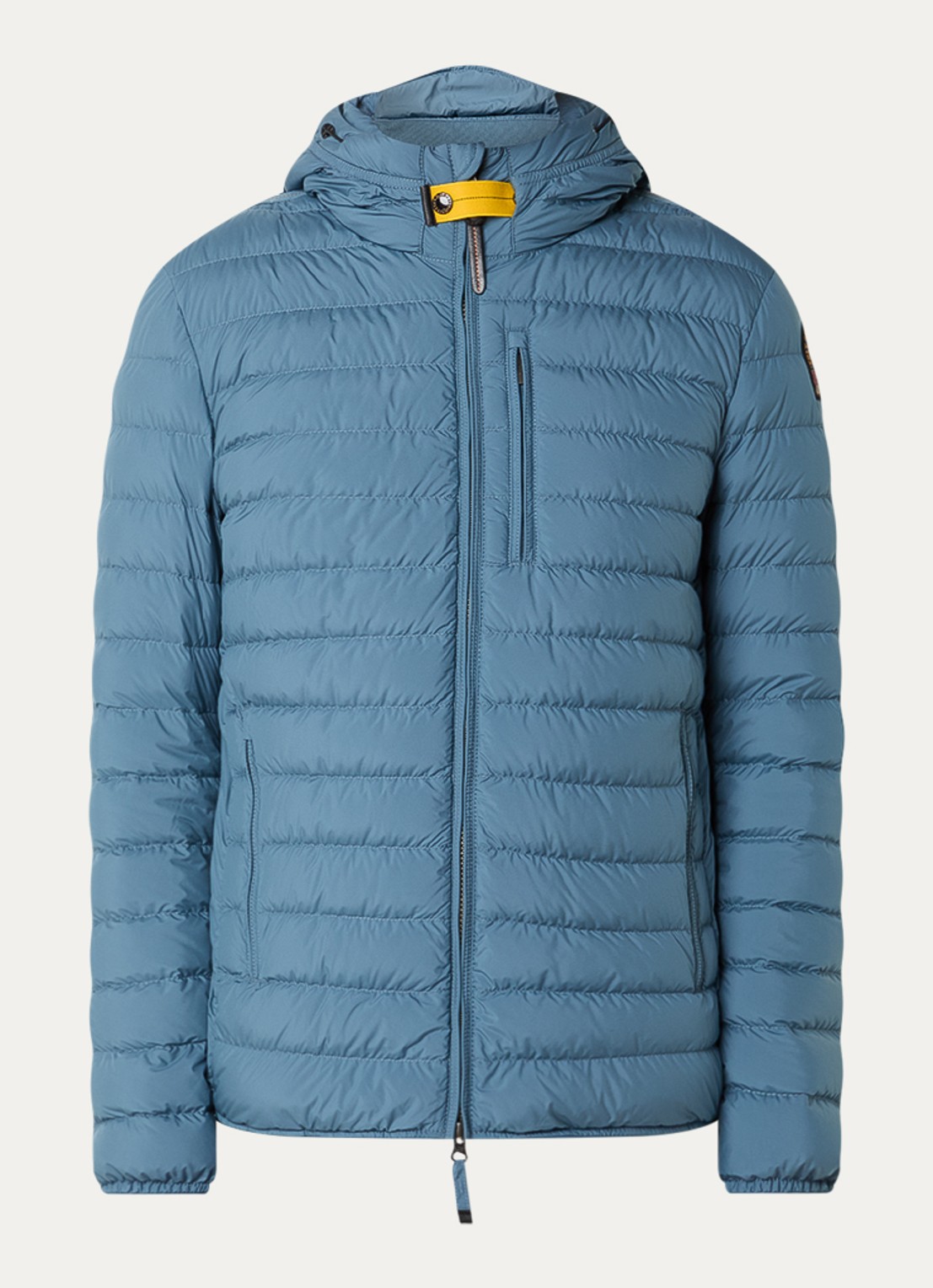 Parajumpers Last Minute gewatteerd jack met donsvulling en capuchon - voorkant staalblauw