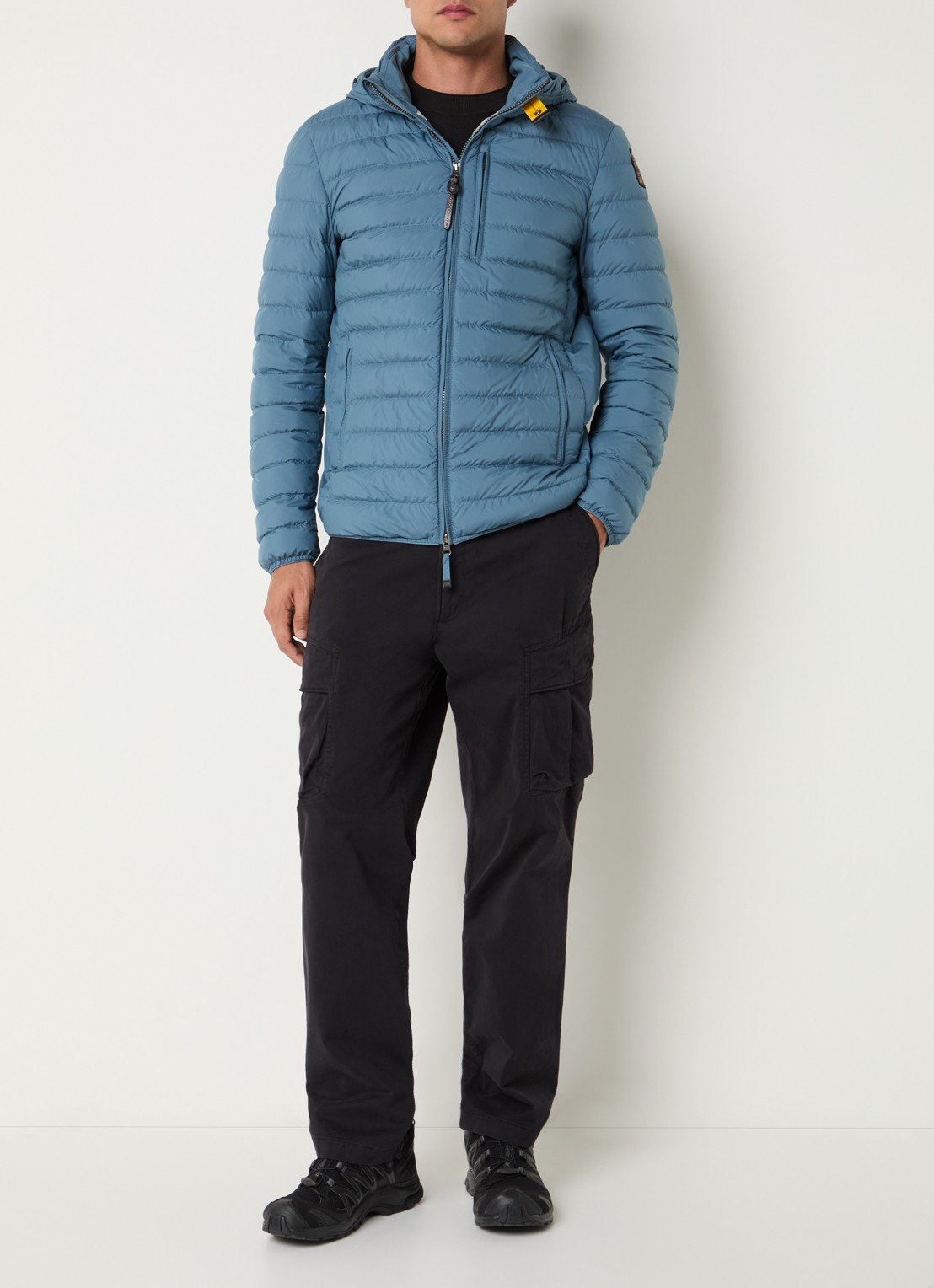 Parajumpers Last Minute gewatteerd jack met donsvulling en capuchon - voorkant 2 staalblauw