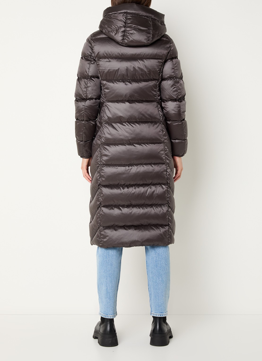 Parajumpers Leah longline puffer jas met donsvulling en capuchon - achterkant 4 bruin