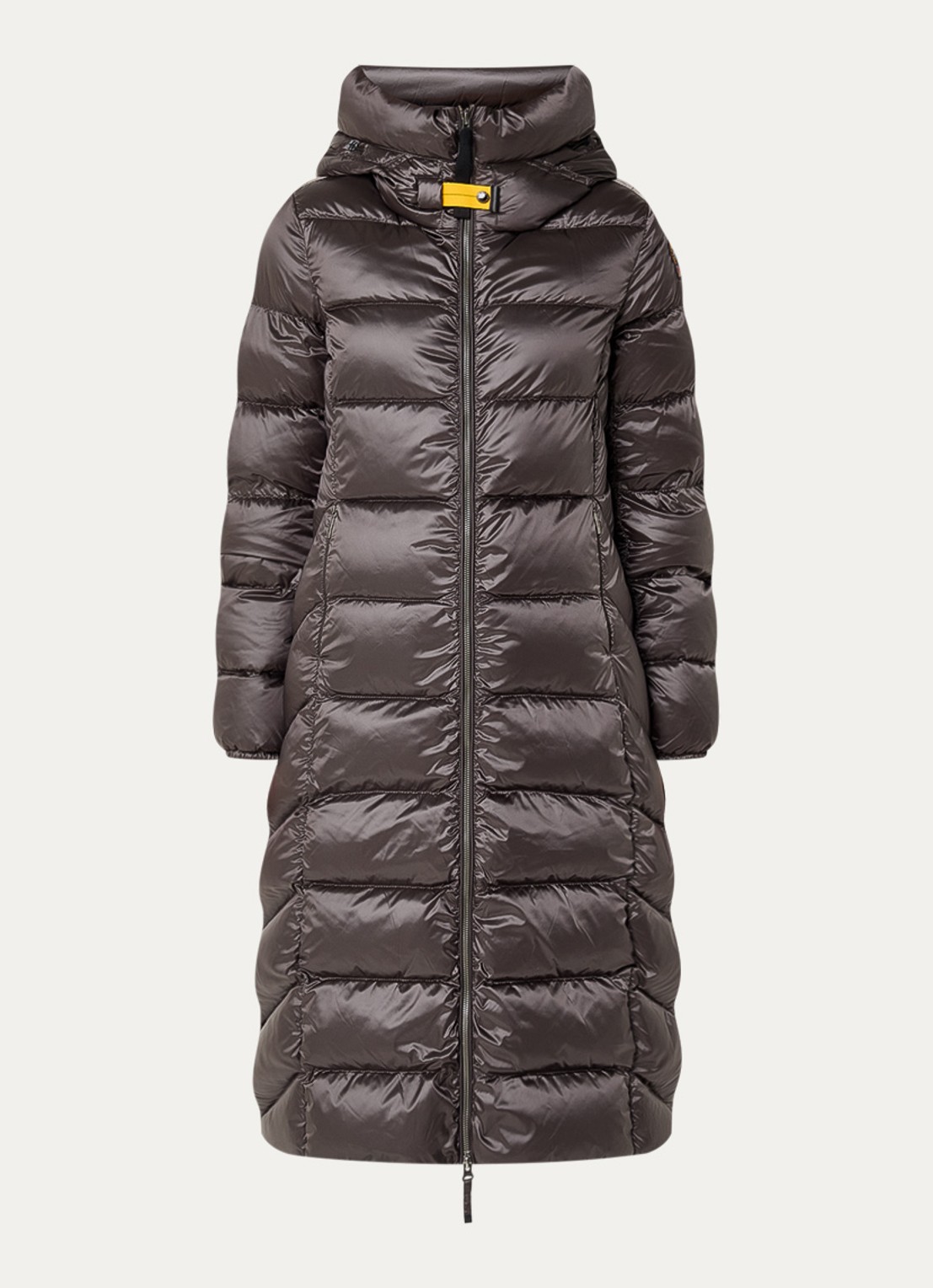 Parajumpers Leah longline puffer jas met donsvulling en capuchon - voorkant 2 bruin