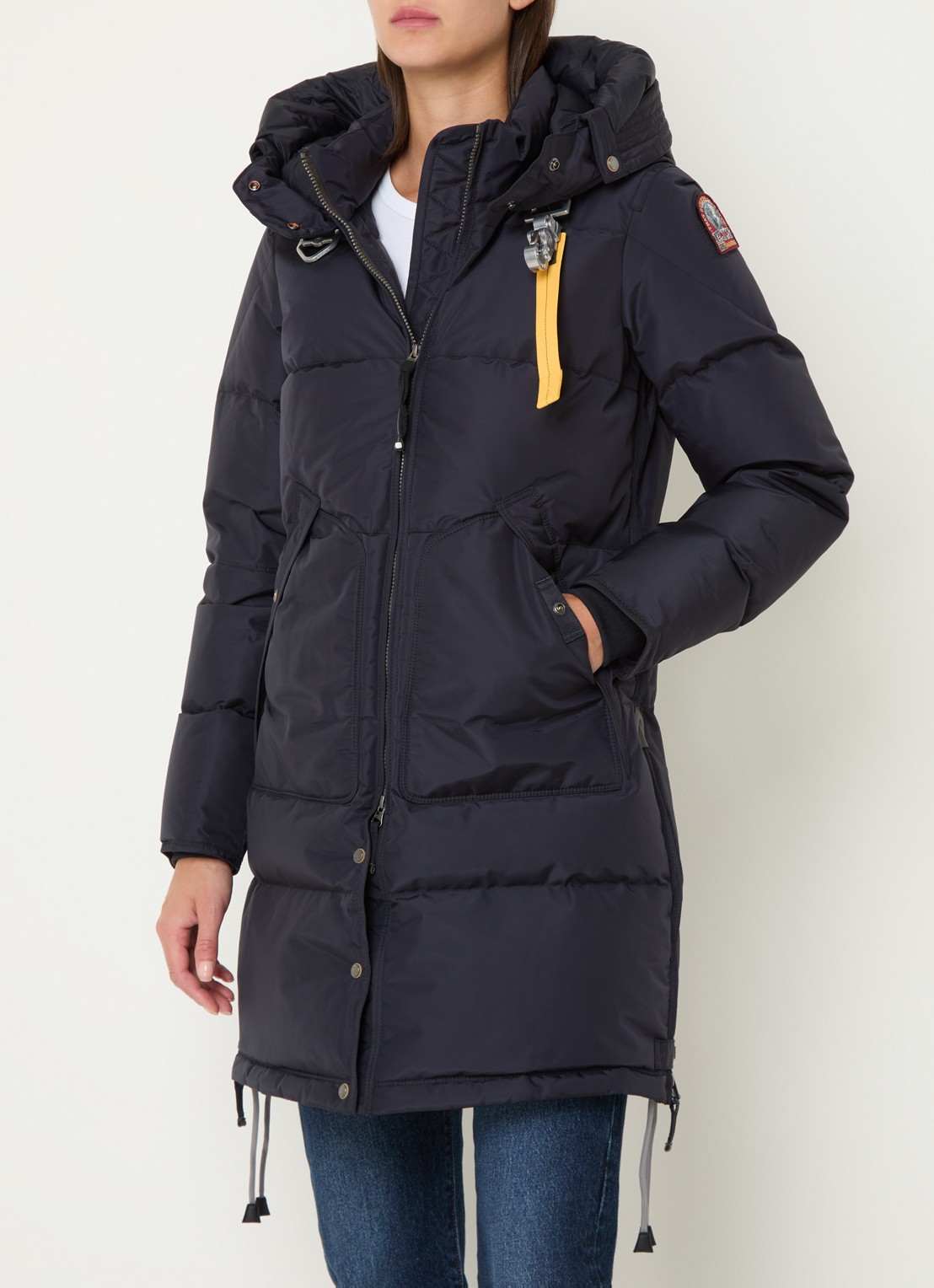 Parajumpers Long Bear gewatteerde jas met donsvulling en afneembare capuchon - detail 2 donkerblauw