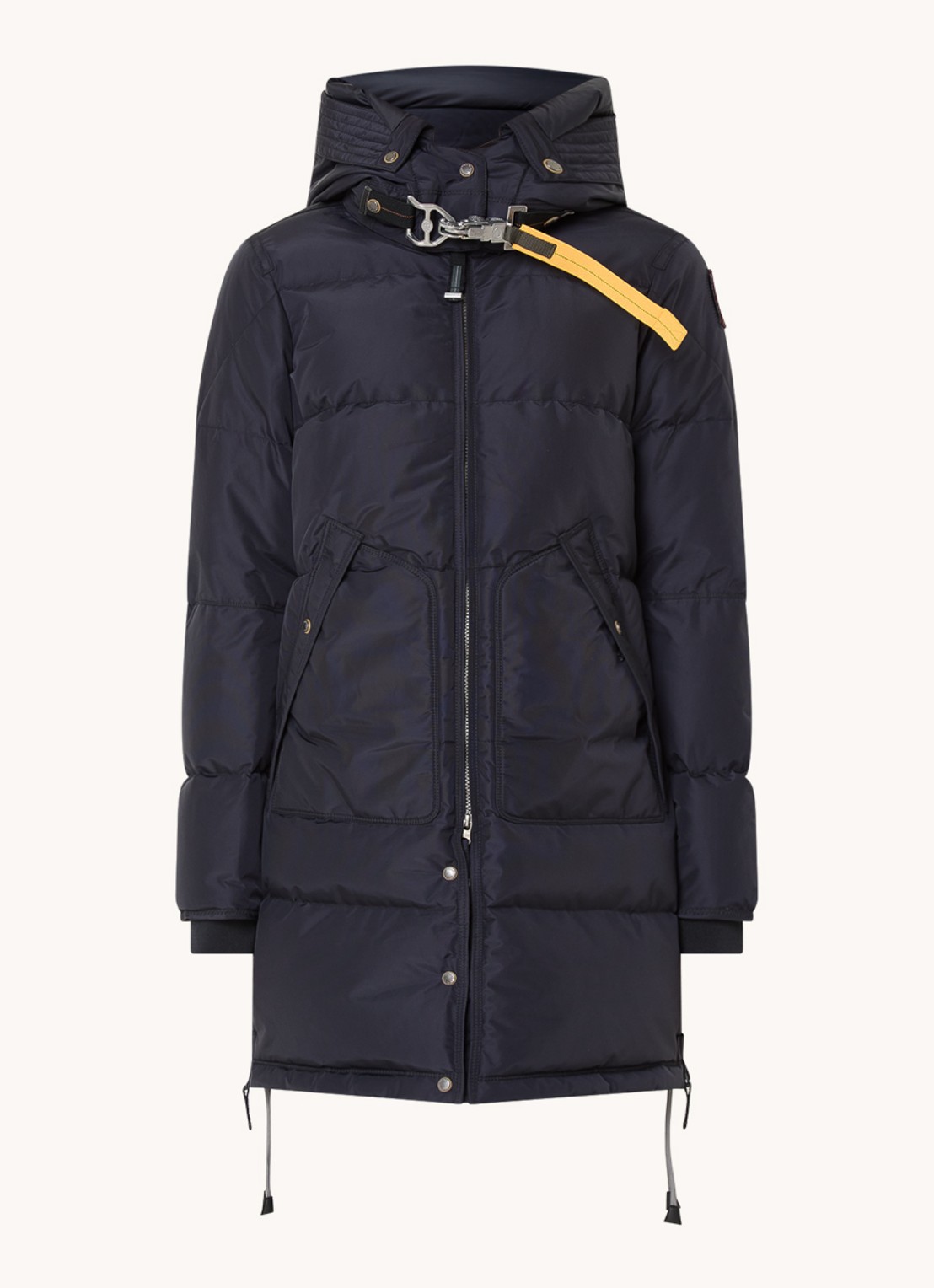 Parajumpers Long Bear gewatteerde jas met donsvulling en afneembare capuchon - voorkant 3 donkerblauw