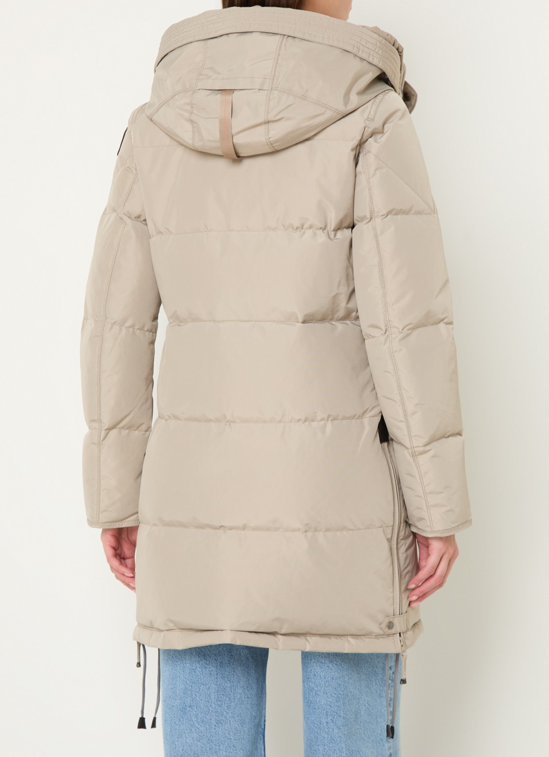 Parajumpers Long Bear gewatteerde jas met donsvulling en afneembare capuchon - achterkant zand