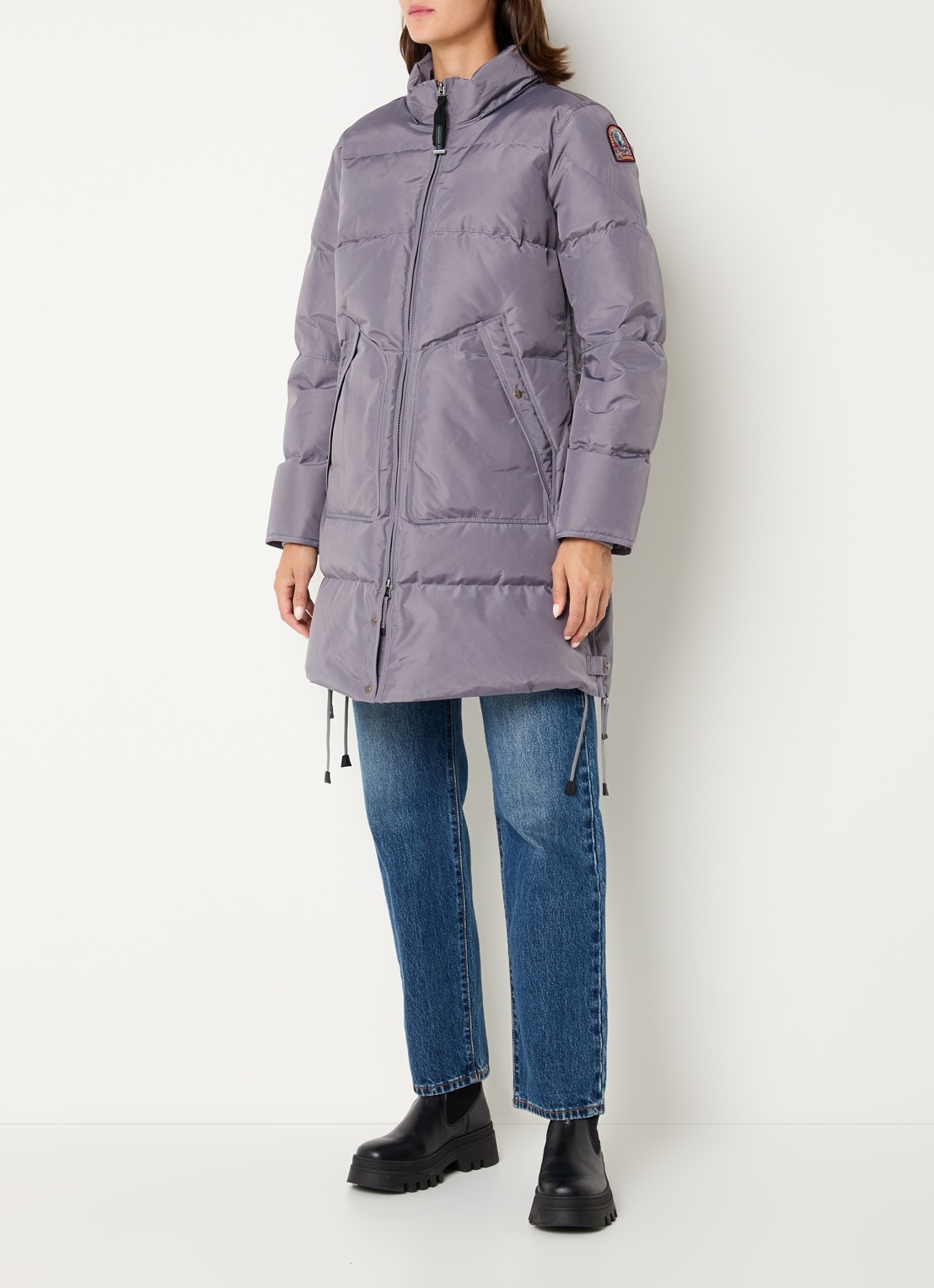 Parajumpers Long Bear jas met donsvulling en afneembare capuchon  - voorkant 3 grijs