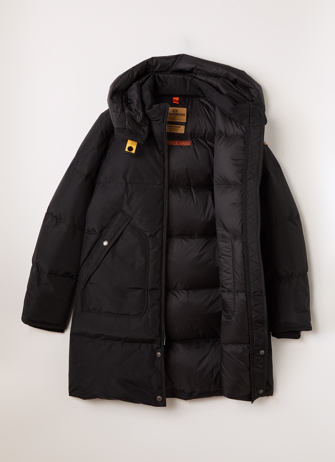 Parajumpers Long Bear puffer jack met donsvulling - voorkant 2 zwart