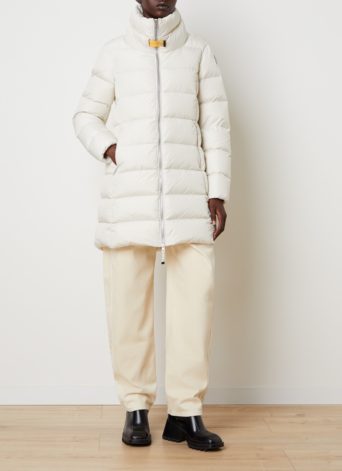 Parajumpers Malandra gewatteerde puffer jas met donsvulling en ritszakken - voorkant 5 wit