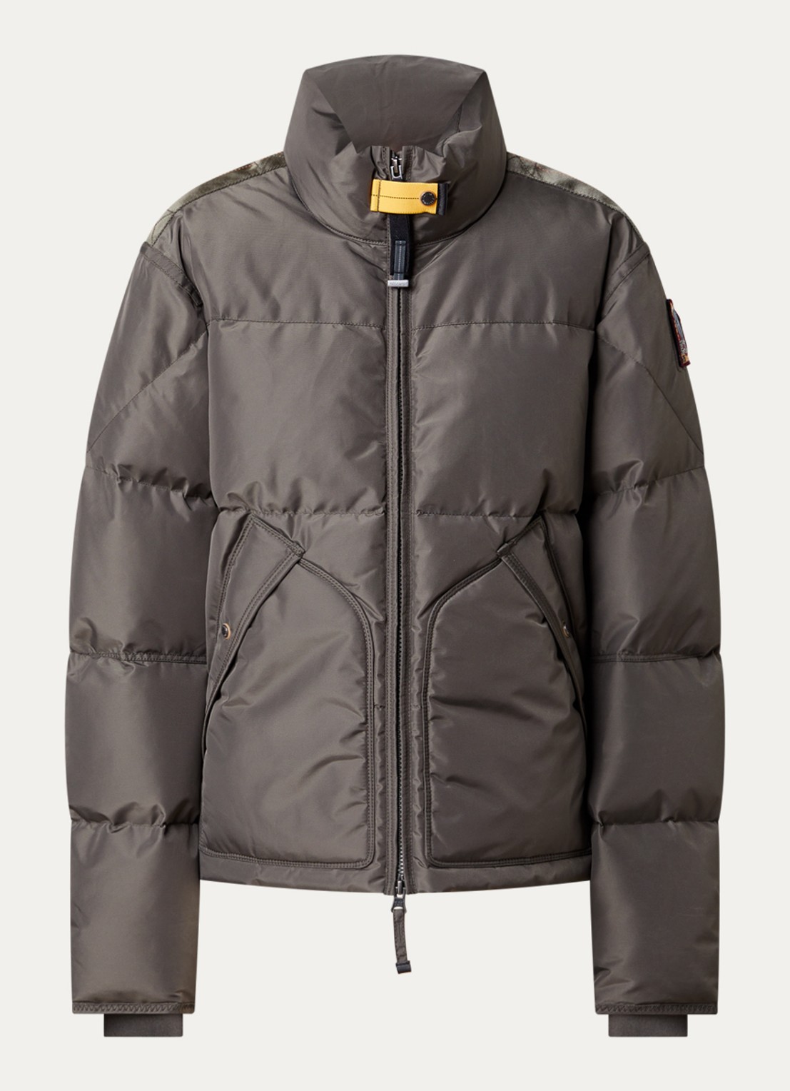 Parajumpers Mallery puffer jack met donsvulling en logo - voorkant 4 olijfgroen