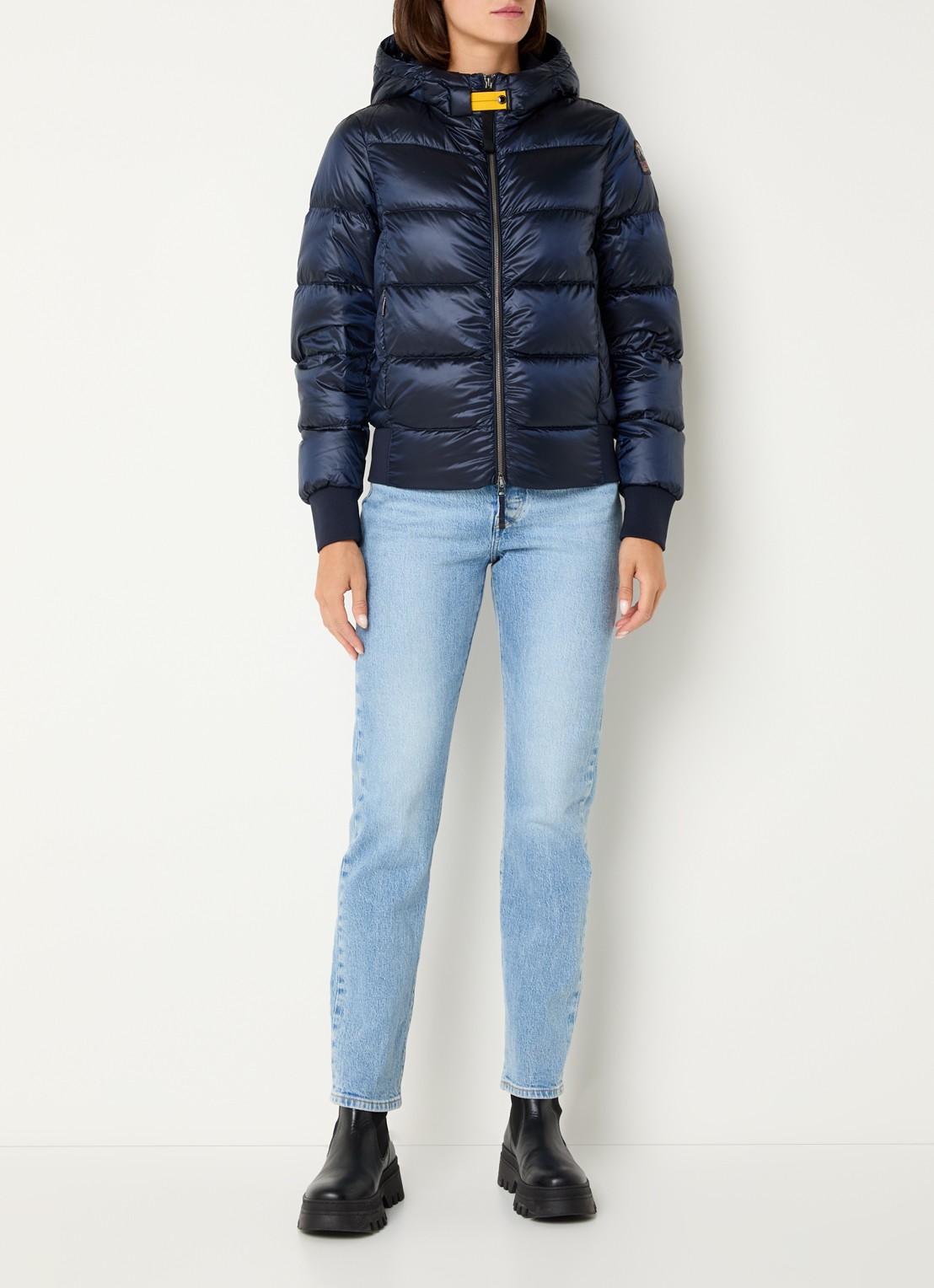 Parajumpers Mariah puffer jack met donsvulling en capuchon - voorkant 3 donkerblauw