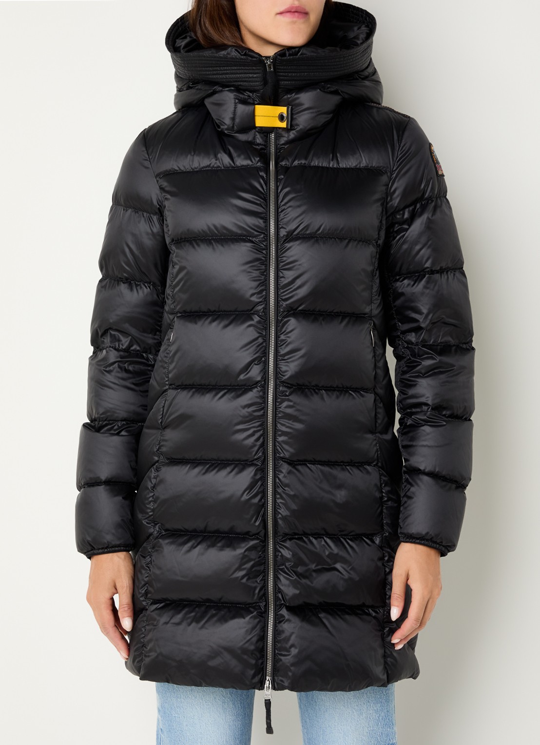 Parajumpers Marion longline puffer jas met donsvulling en capuchon - detail 3 zwart