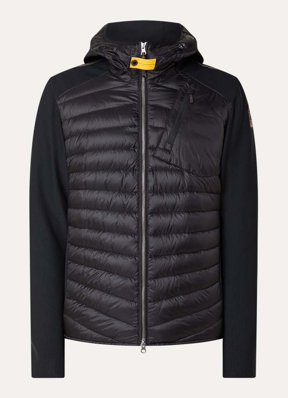 Parajumpers Nolan gewatteerd jack met donsvulling en capuchon - voorkant 2 zwart