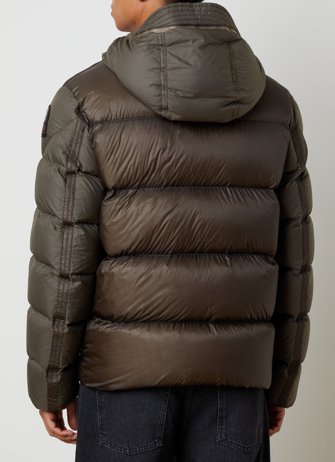Parajumpers Notigi puffer jas met donsvulling en ritszakken - achterkant bronsgroen