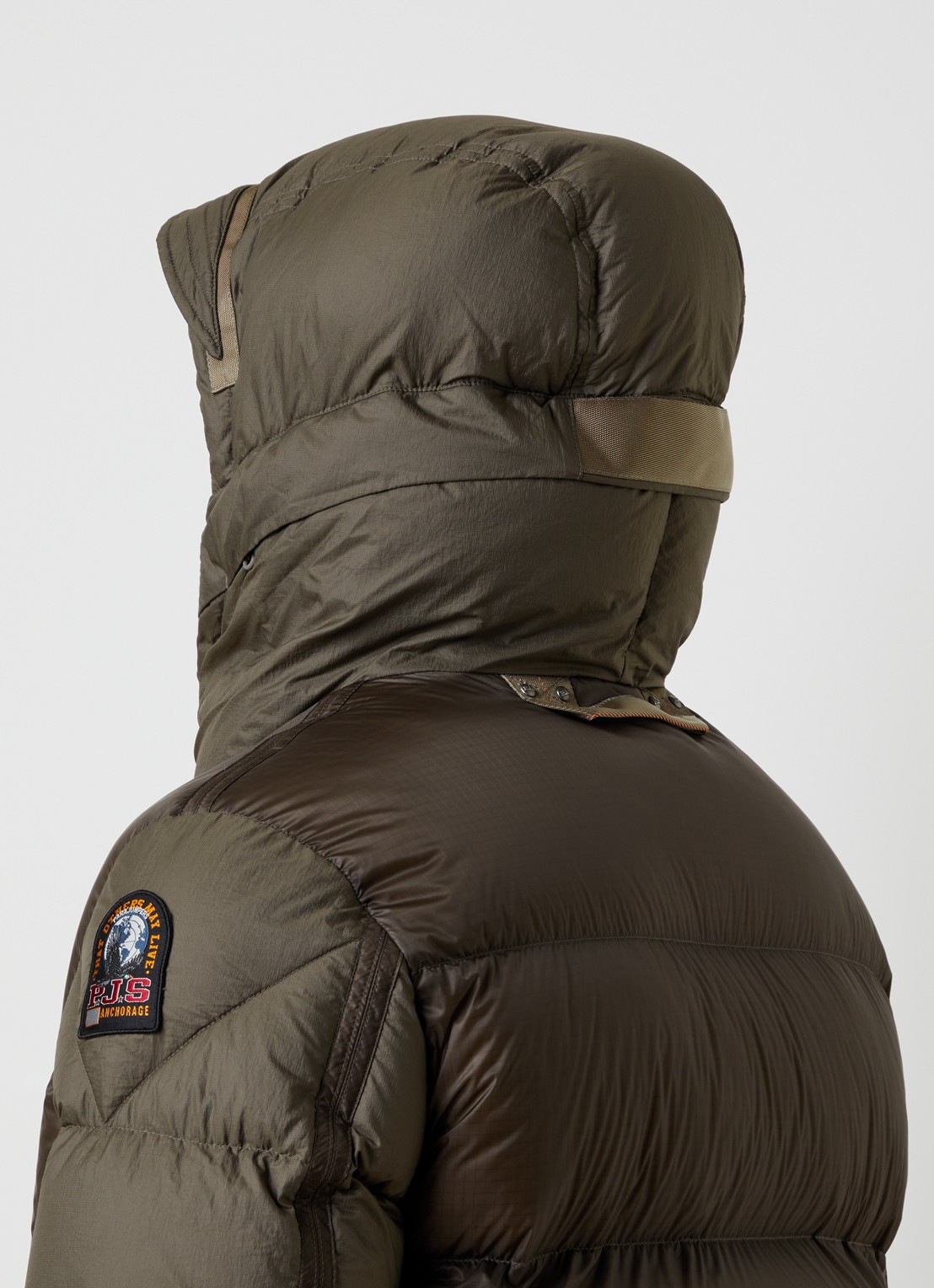 Parajumpers Notigi puffer jas met donsvulling en ritszakken - detail 6 bronsgroen