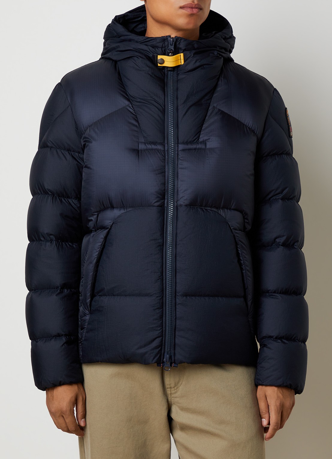 Parajumpers Notigi puffer jas met donsvulling en ritszakken - detail donkerblauw